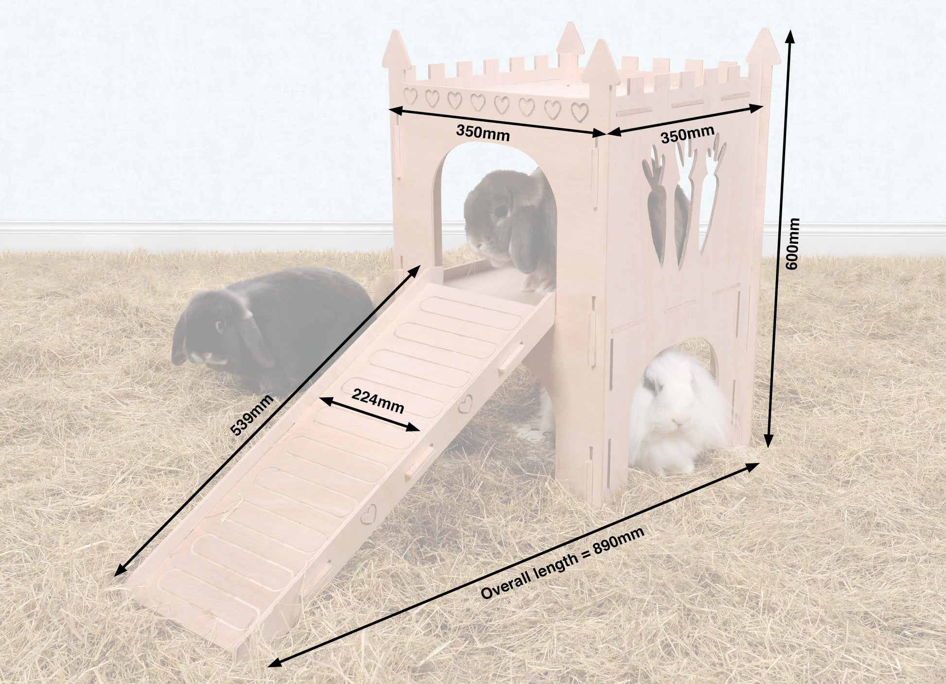 Double-storey turret with ramp (Rabbit) - Pet Palaces