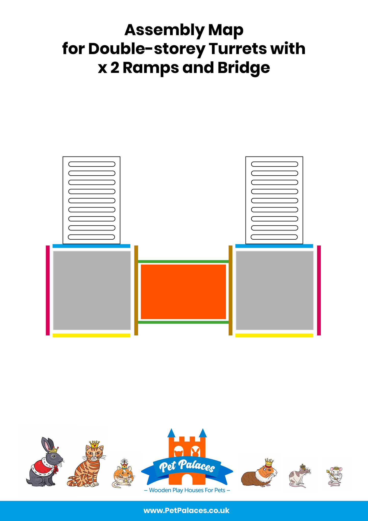 Double-storey Turrets, Double Ramp & Bridge (Rabbit) - Pet Palaces