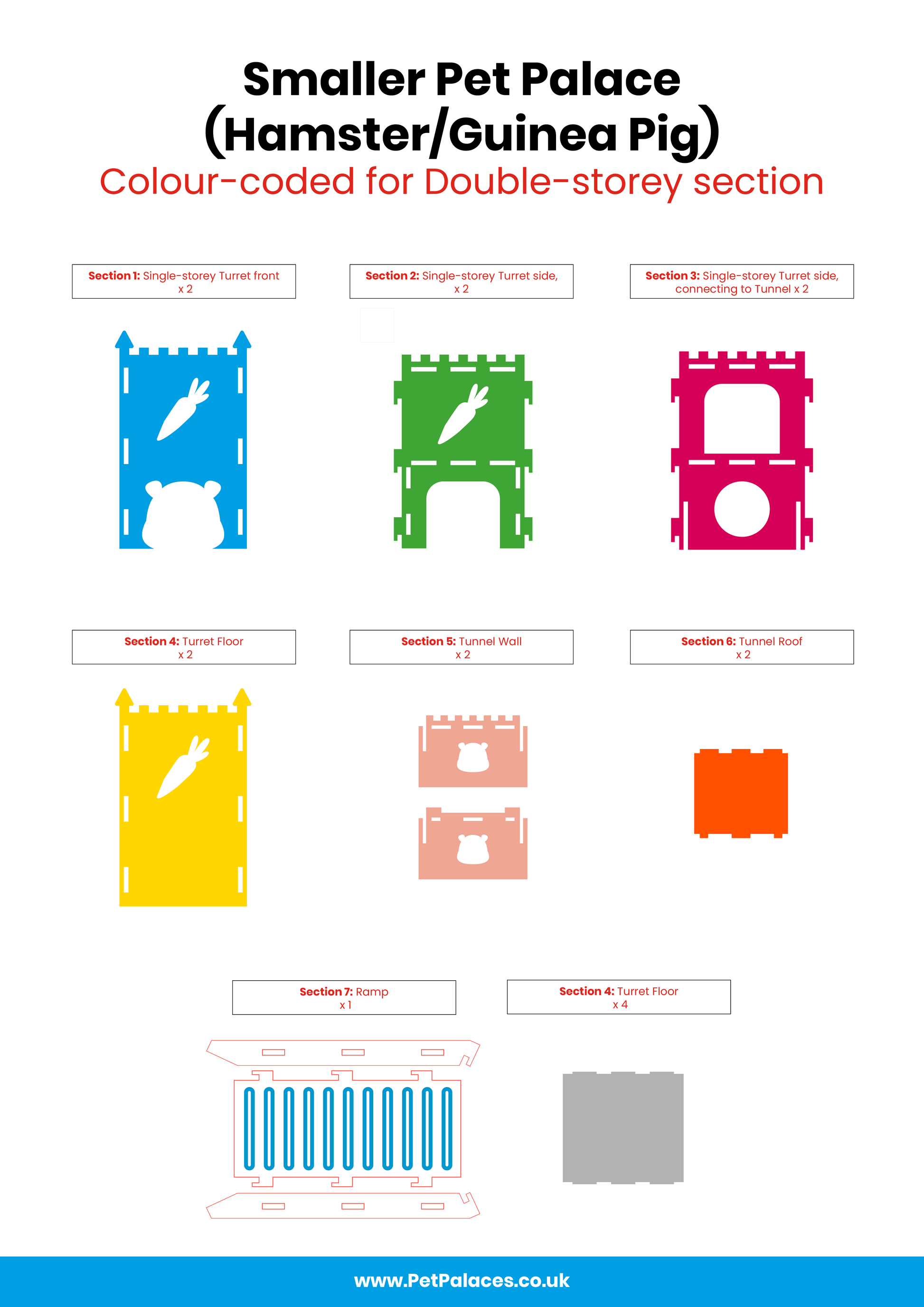 Double-turret, tunnel & ramp (Guinea Pig) - Pet Palaces